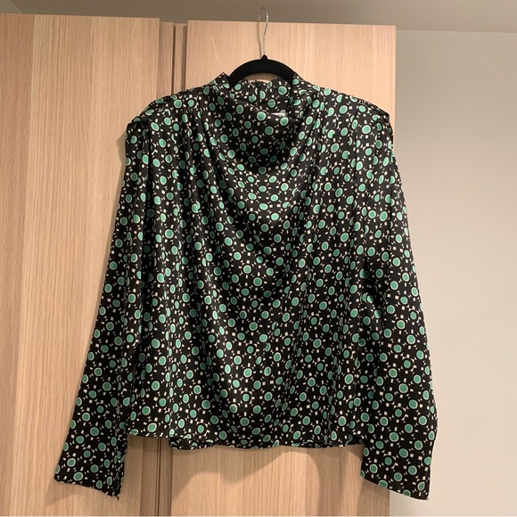 Zara Printed Draped Long Sleeve Blouse - L - Picture 2 of 9